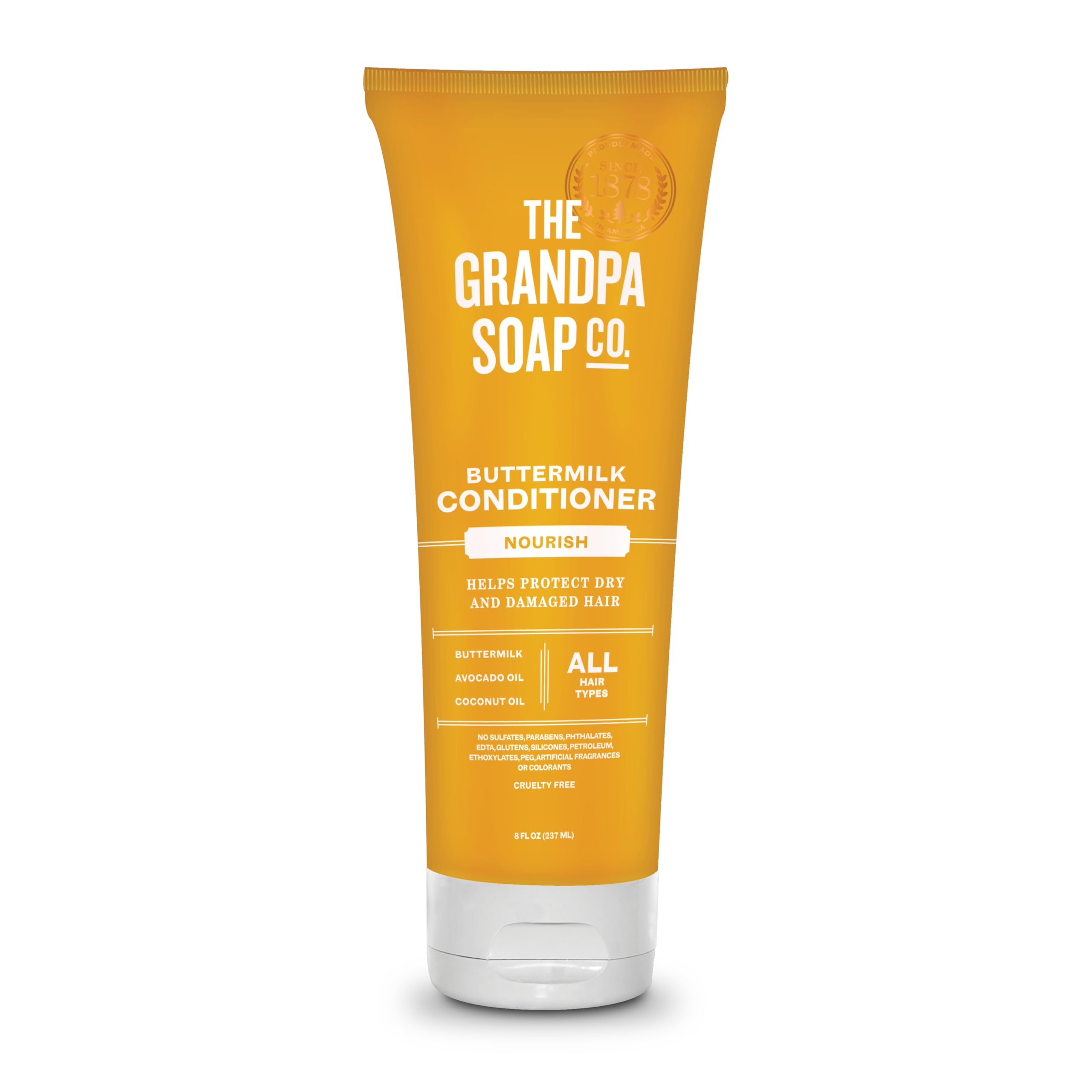 The Grandpa Soap Company Buttermilk Conditioner botella mostrando hidratación diaria