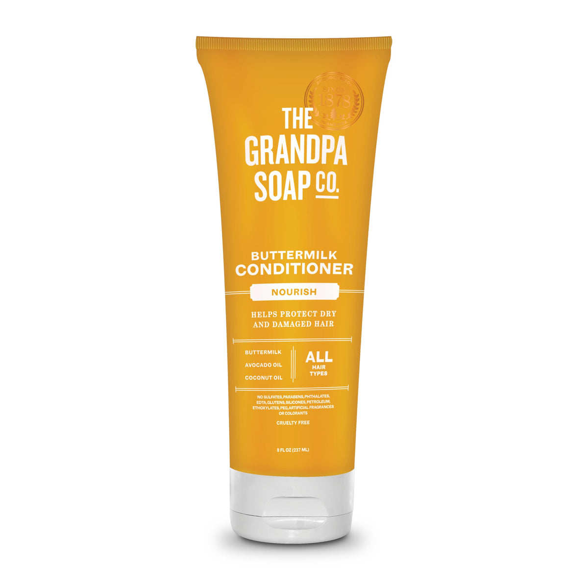 The Grandpa Soap Company Buttermilk Conditioner botella mostrando hidratación diaria
