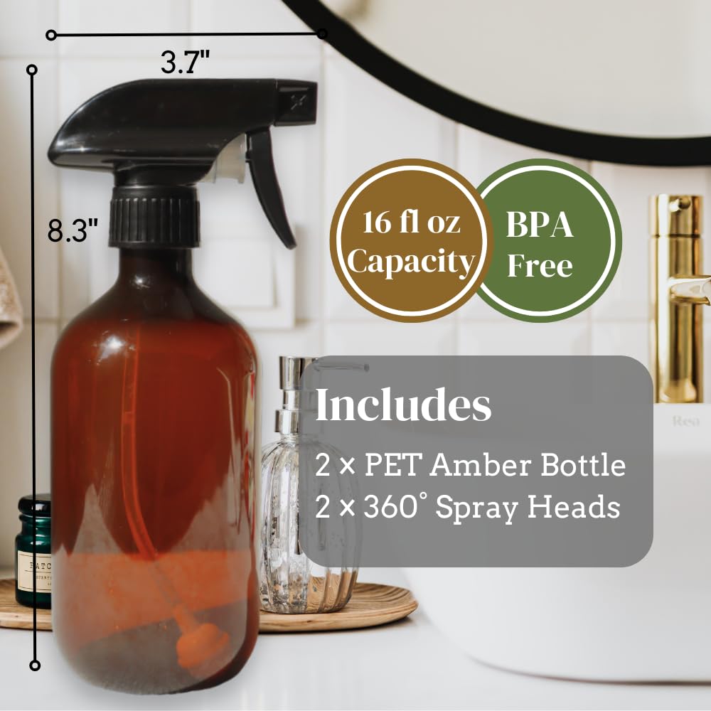 The Green Alcove amber bottle with leak-free design reduces waste during cleaning