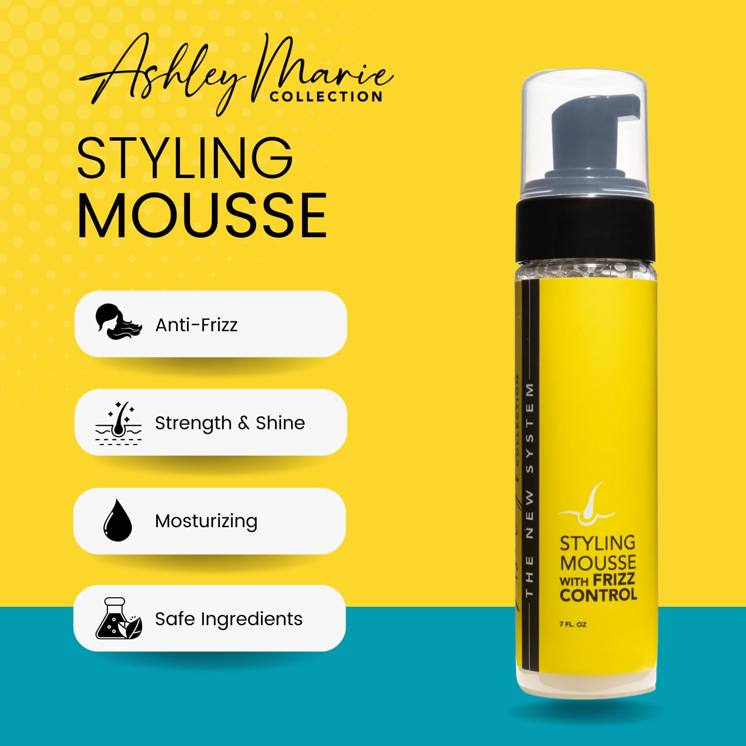 The Hair Diagram Ashley Marie Styling Mousse color-safe formula preserves vibrant color.