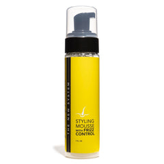 The Hair Diagram Ashley Marie Styling Mousse frizz bottle pour demonstrates quick-dry frizz control.