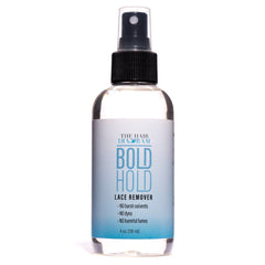 The Hair Diagram Bold Hold Lace Remover bottle shows quick, skin-safe bond release for wigs