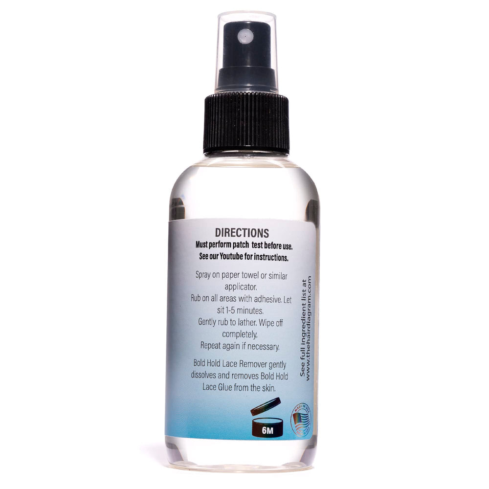 The Hair Diagram Bold Hold Lace Remover spray in action for lace glue removal