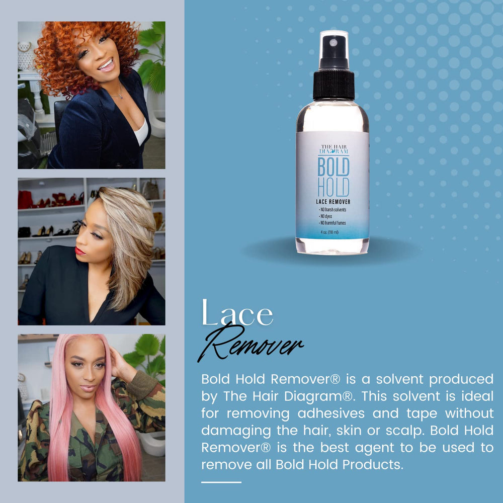 The Hair Diagram Bond Release spray in use demonstrates quick adhesive removal