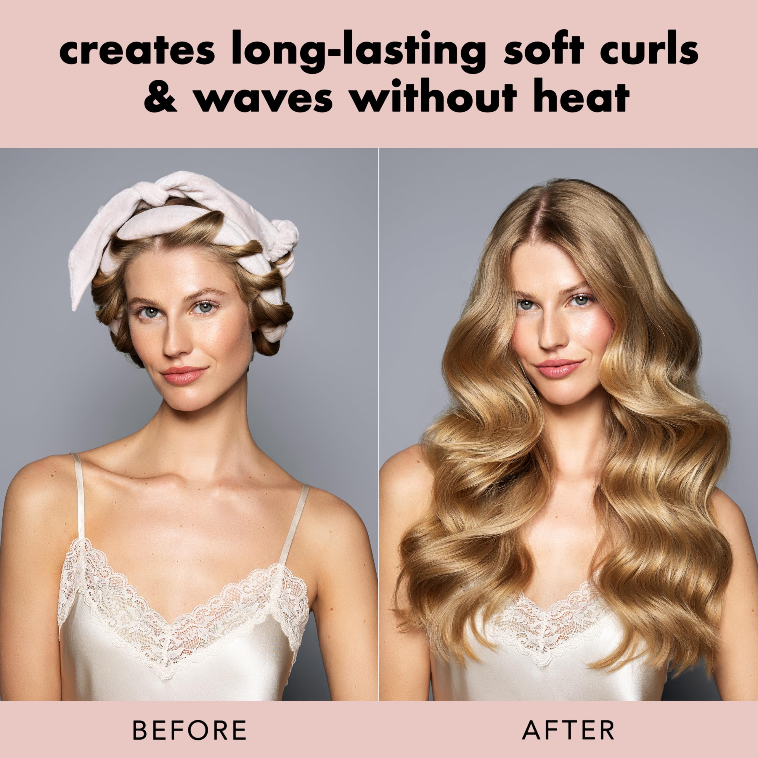 The Hair Edit pink velour scrunchies securely hold curls for comfortable styling.