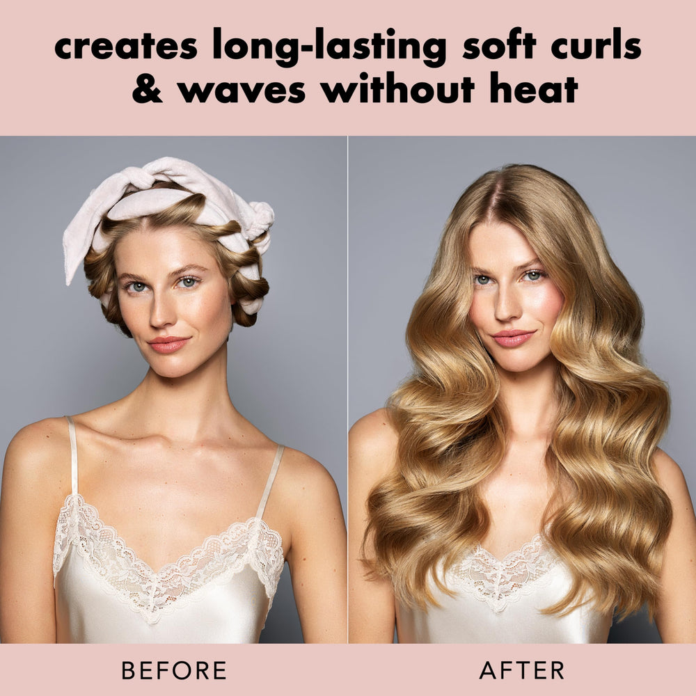 The Hair Edit pink velour scrunchies securely hold curls for comfortable styling.