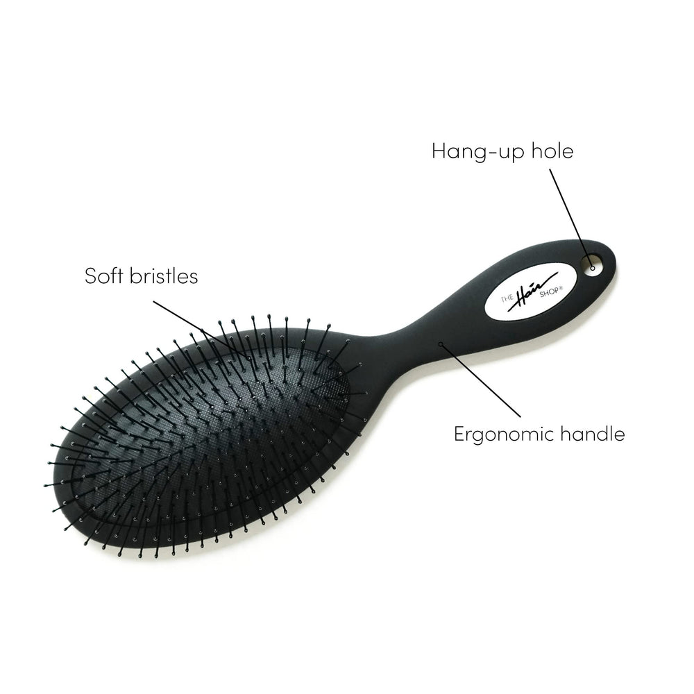 The Hair Shop detangling brush safe for kids promotes gentle brushing.