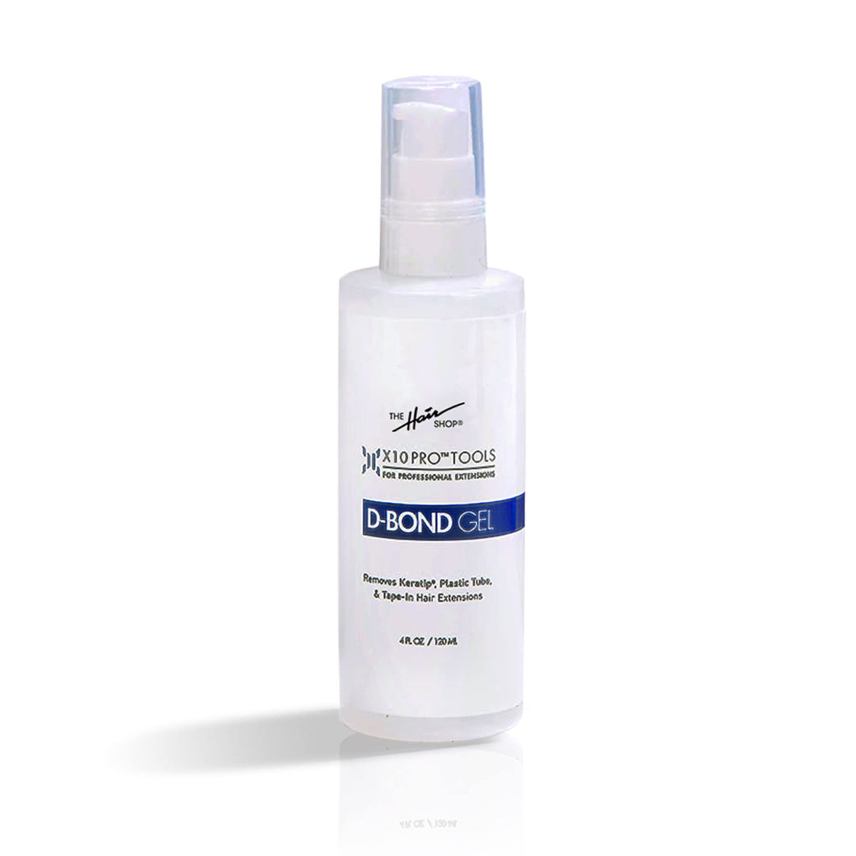 The Hair Shop D Bond Gel Remover bottle pour enables quick, clean removal of keratin bonds.
