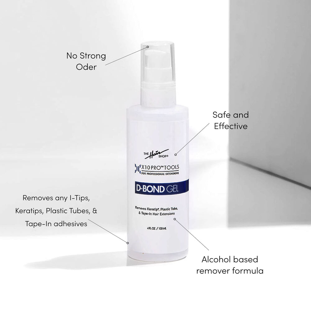 The Hair Shop D Bond Remover professional-use scene suggests trusted, salon-grade performance.