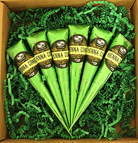 The Henna Guys 6-pack packaging displays ready-to-use cones for easy at-home color.