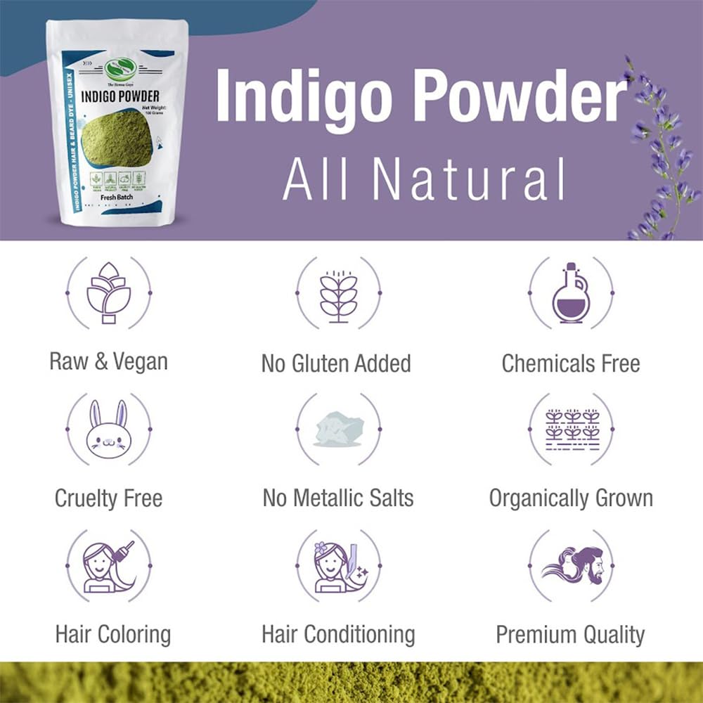 Ingredients highlight of natural Indigo powder by The Henna Guys.