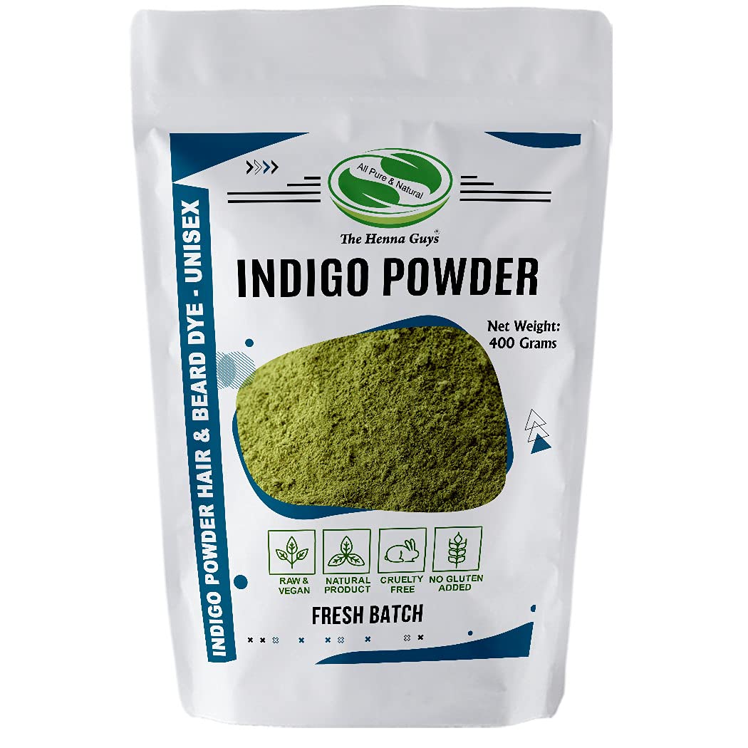 The Henna Guys Indigo powder packaging—natural color option without harsh chemicals.