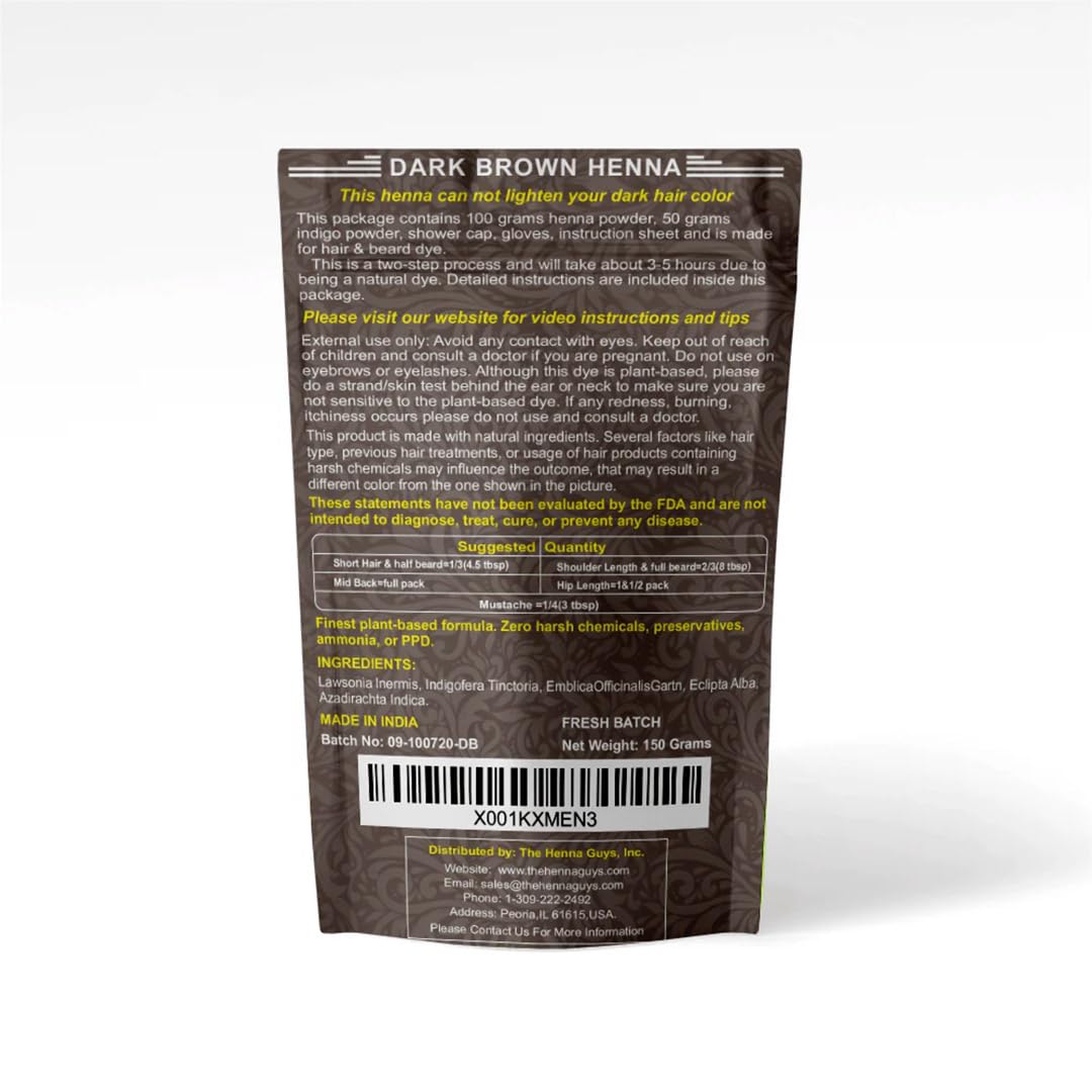 The Henna Guys natural dye packaging for chemical-free results