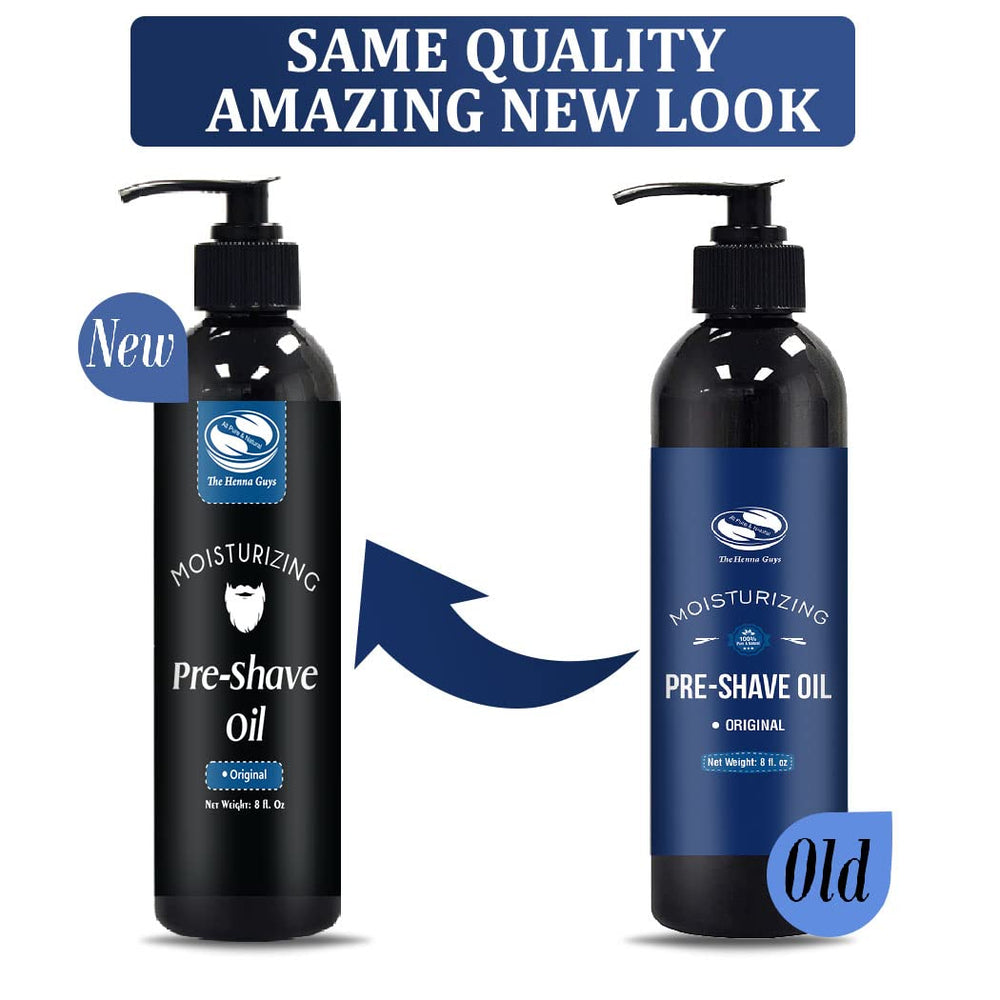 The Henna Guys pre-shave oil bottle application demonstrates easy, controlled dispensing.