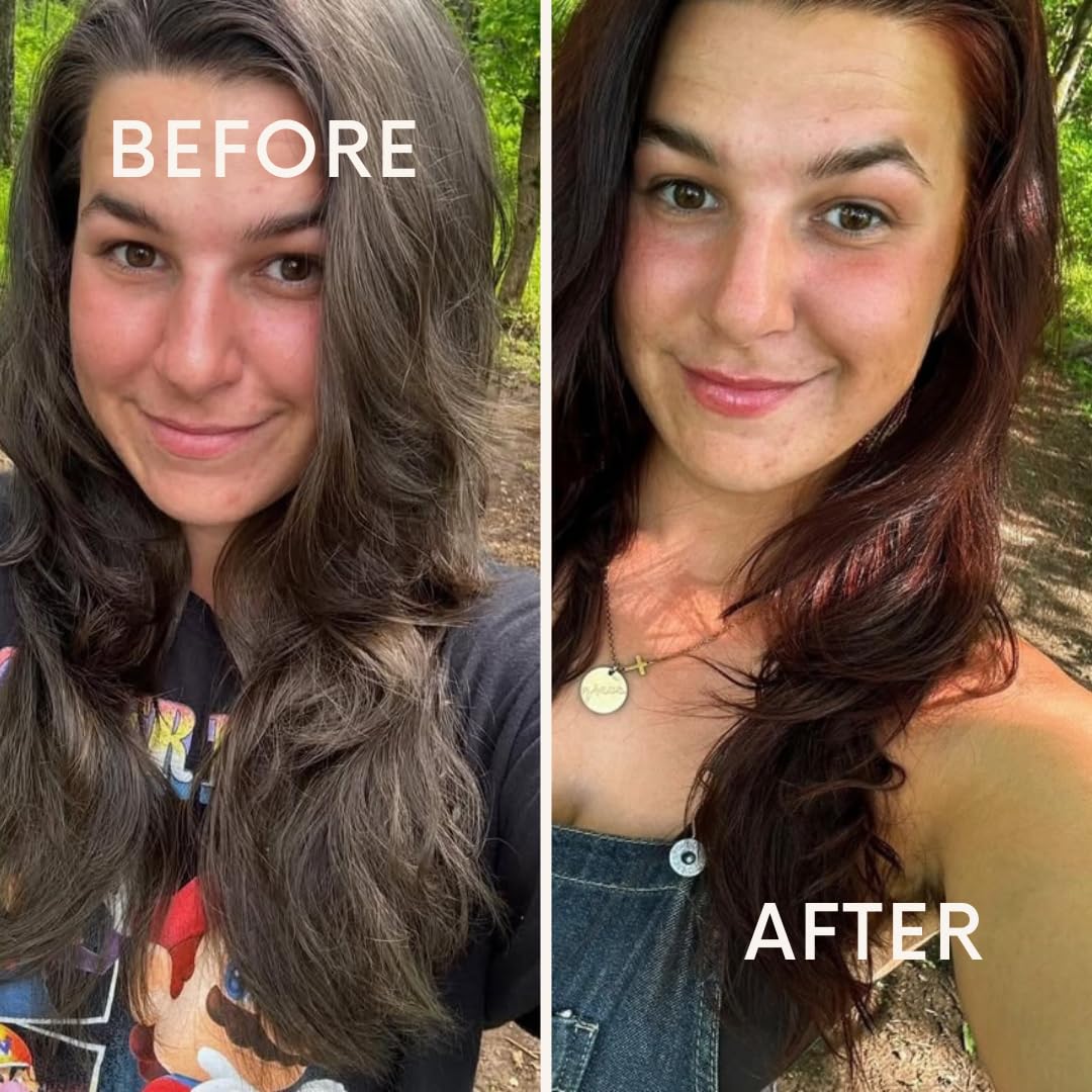 The Henna Guys soft-conditioning dye shows nourished, smoother hair after dye.