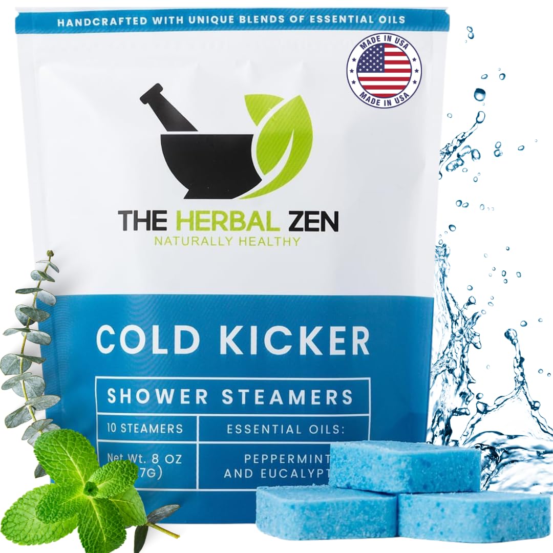 The Herbal Zen Cold Kicker shower-steamer pack on display for easy gifting and sinus-friendly refresh.