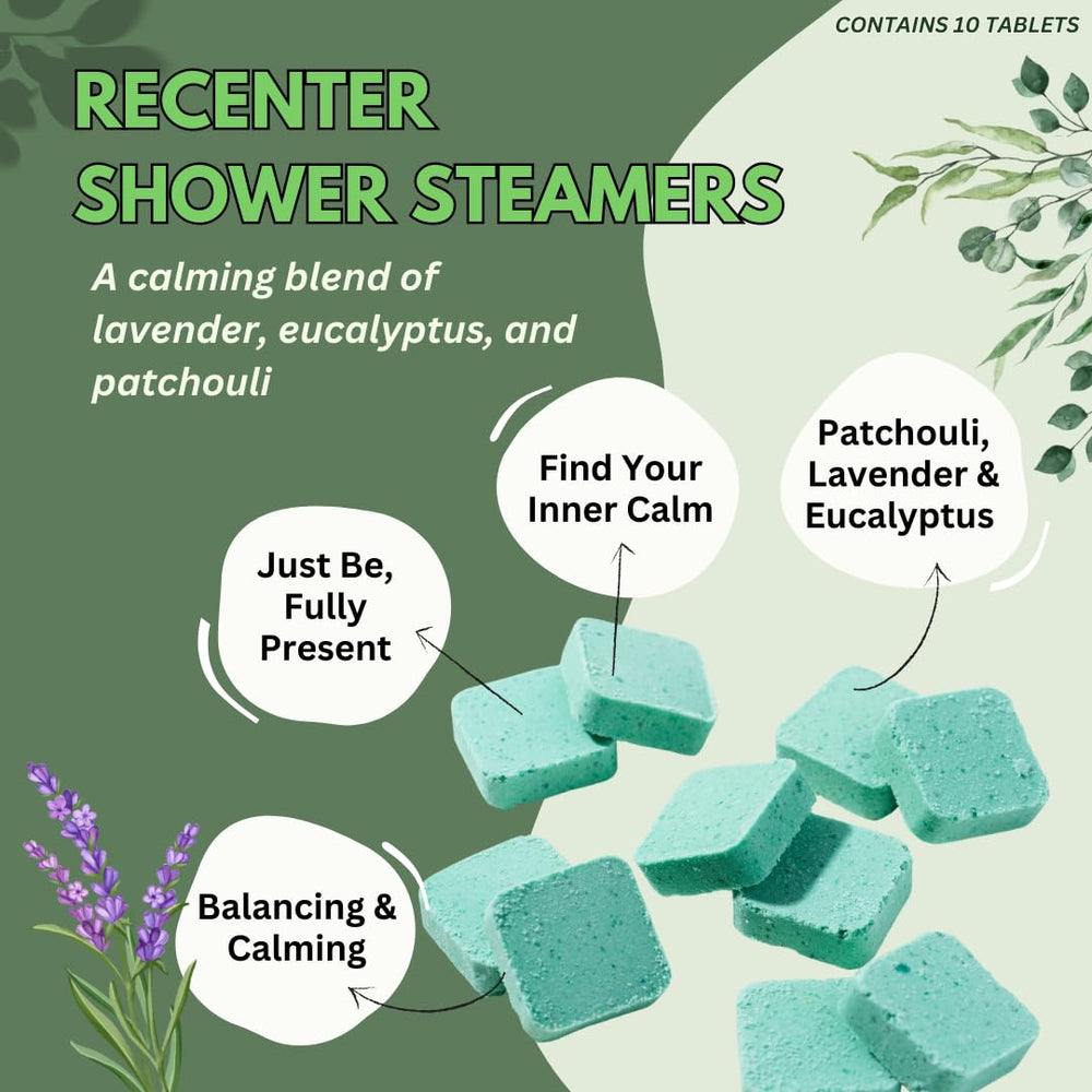The Herbal Zen Recenter shower steamer lavender drops evoke tranquil mornings