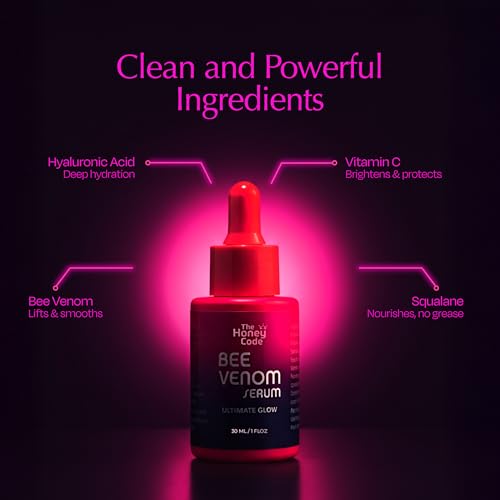 The Honey Code Bee Venom Serum with vitamin C brightens and even tones.