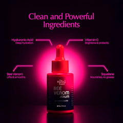 The Honey Code Bee Venom Serum with vitamin C brightens and even tones.