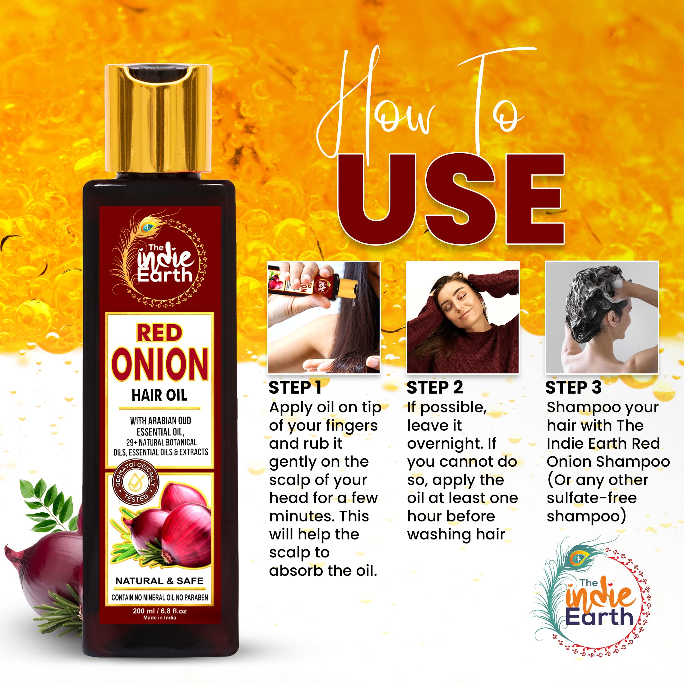 The Indie Earth Red Onion Oil ingredients blend closeup