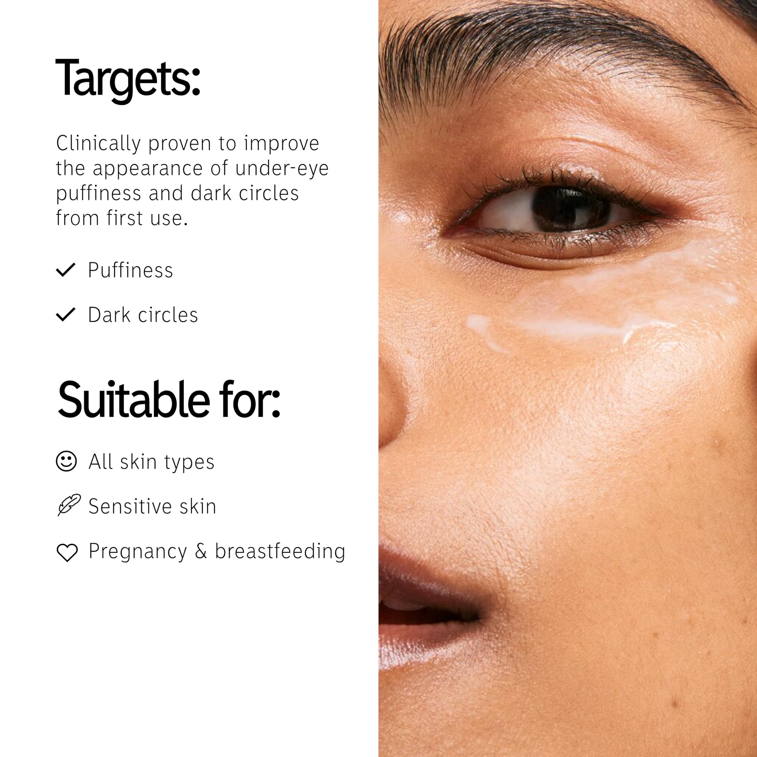 The INKEY List Caffeine Eye Cream Duo box display emphasizes value for routine eye care.