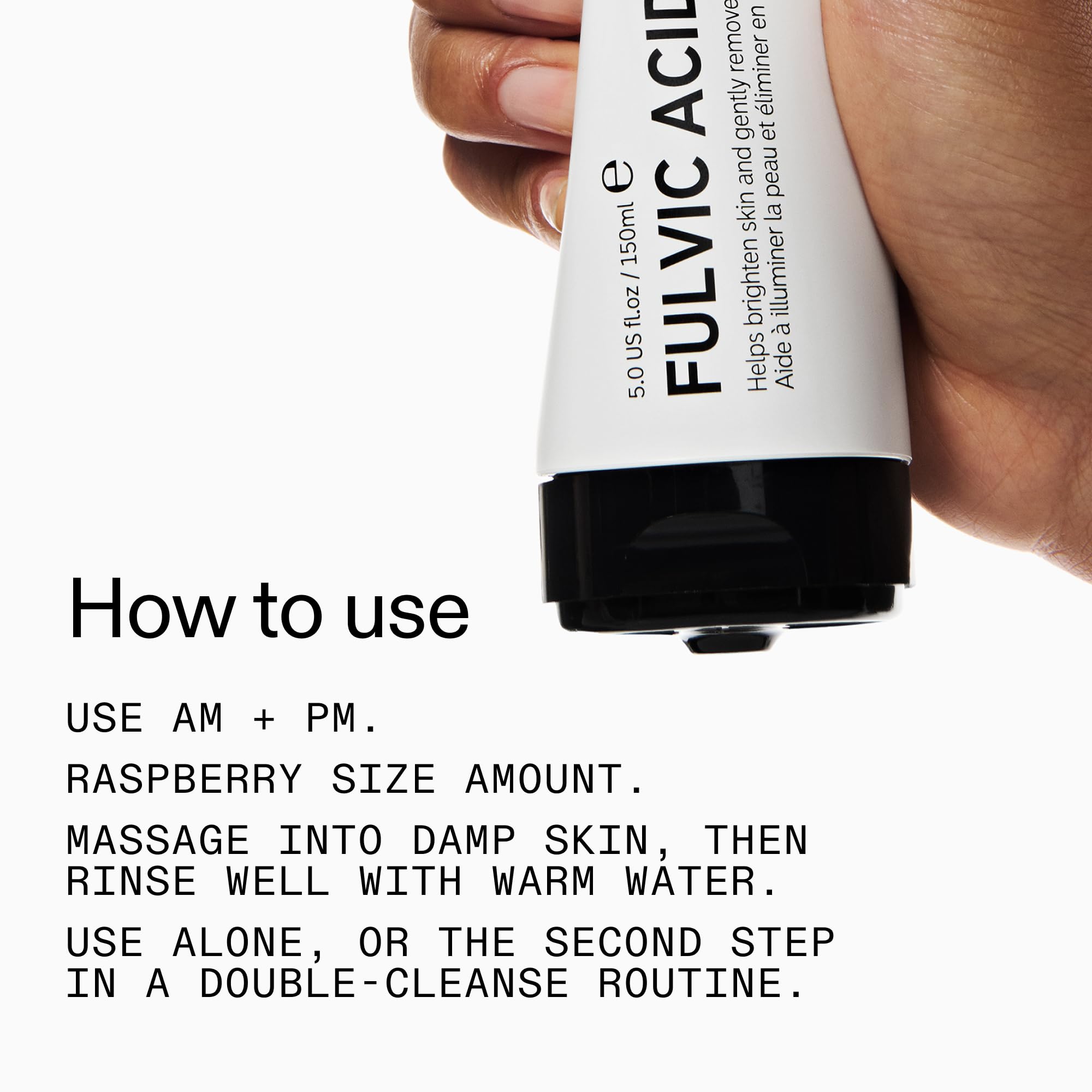 The INKEY List Fulvic Acid Brightening Cleanser pump dispenser indicates easy daily use.