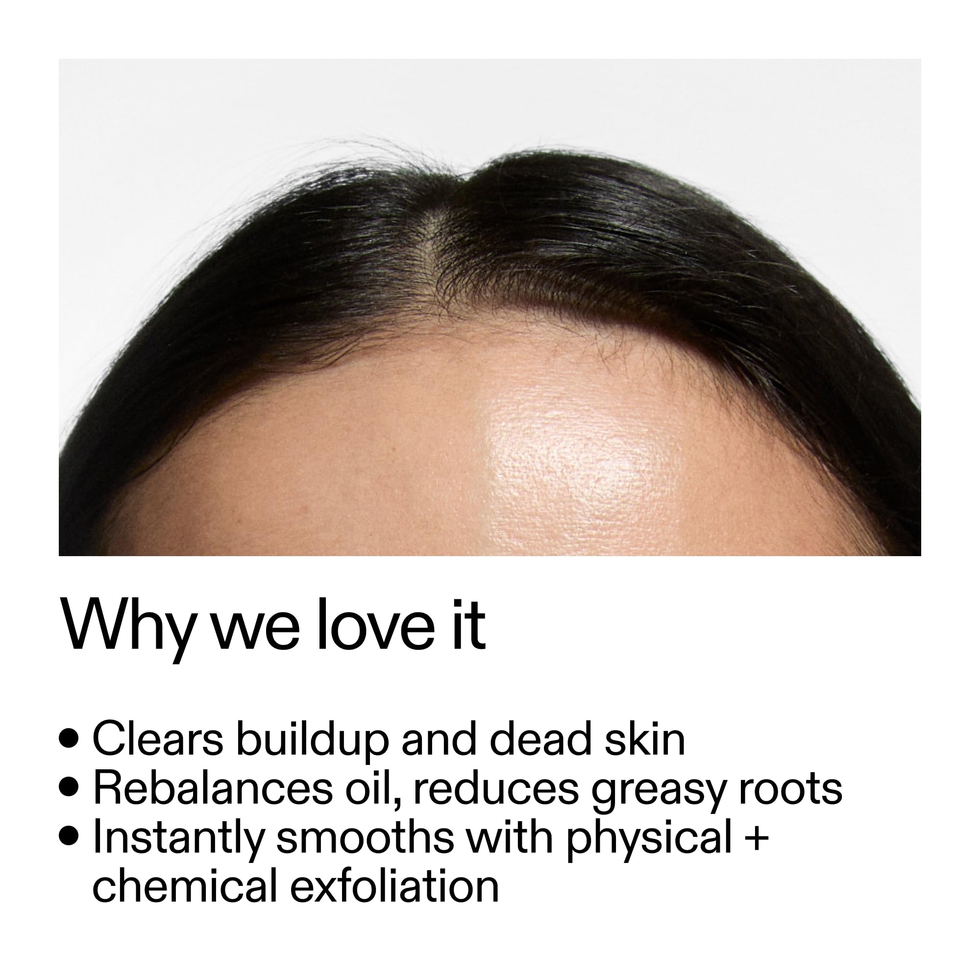 The INKEY List Glycolic Acid Exfoliating Scalp Scrub being applied to the scalp for exfoliation.