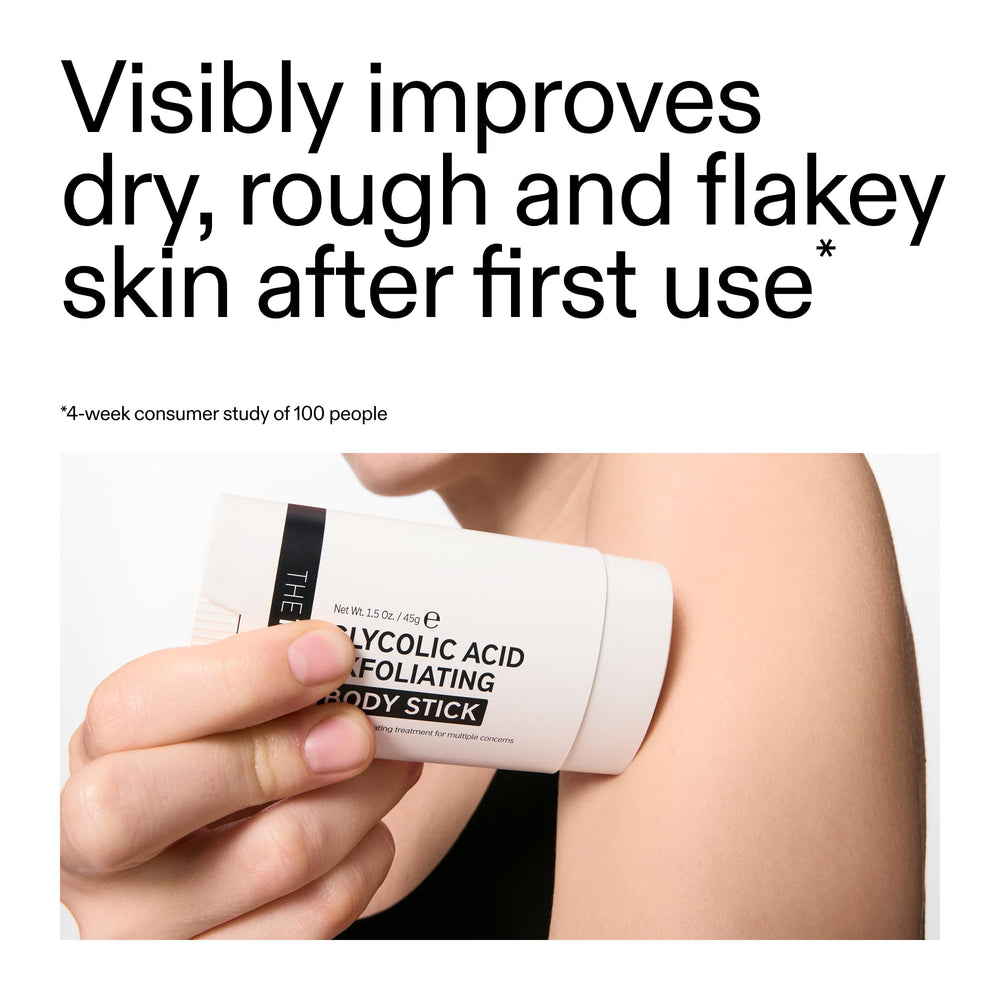 The INKEY List body stick applied to an area of concern demonstrates exfoliation.