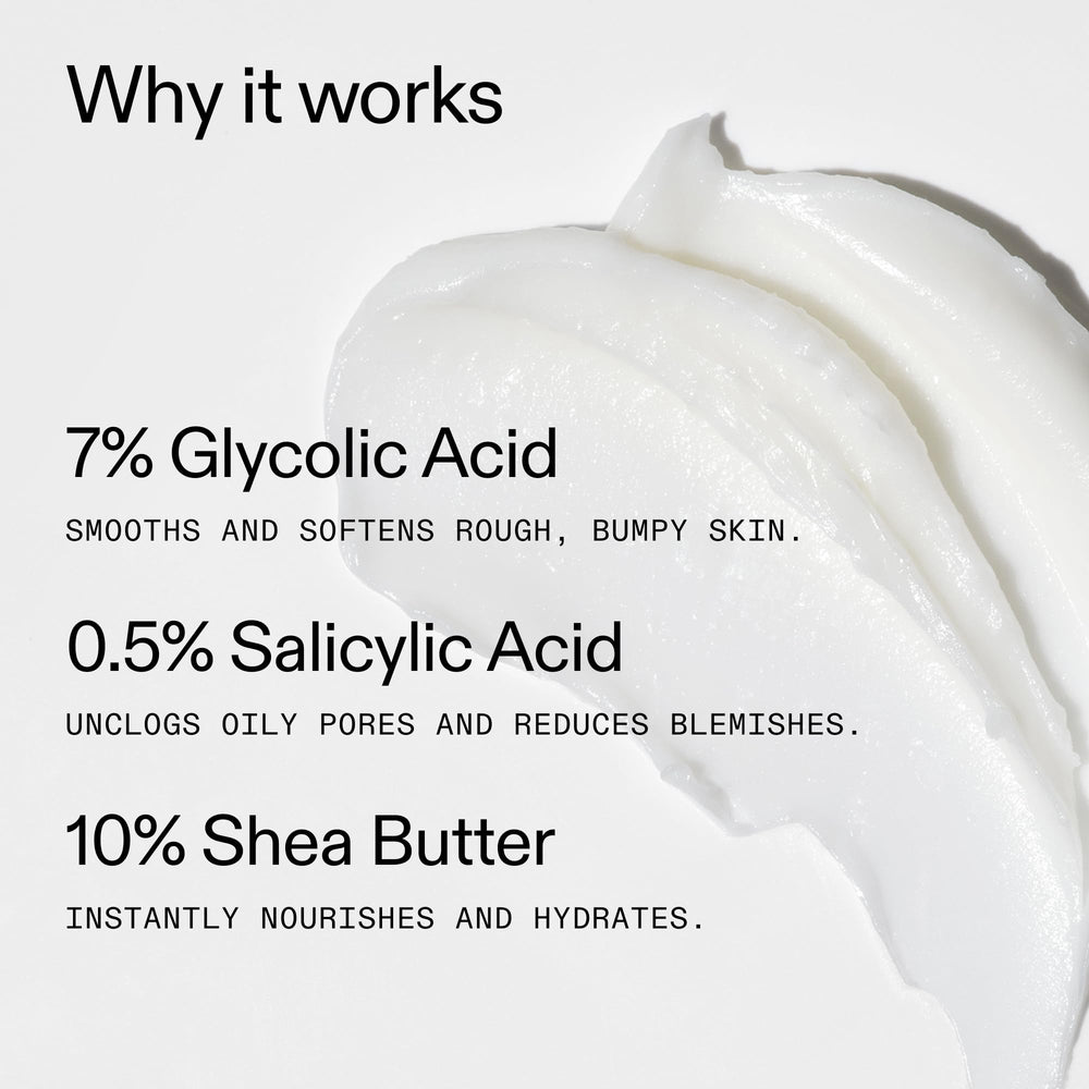 The INKEY List glycolic exfoliating body stick close-up texture, showing creamy feel.