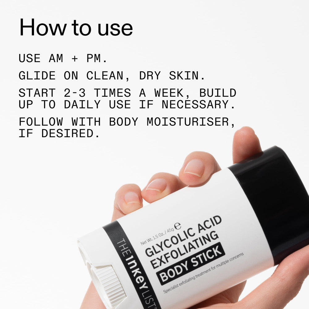 The INKEY List fragrance-free formula visible on skin during use.