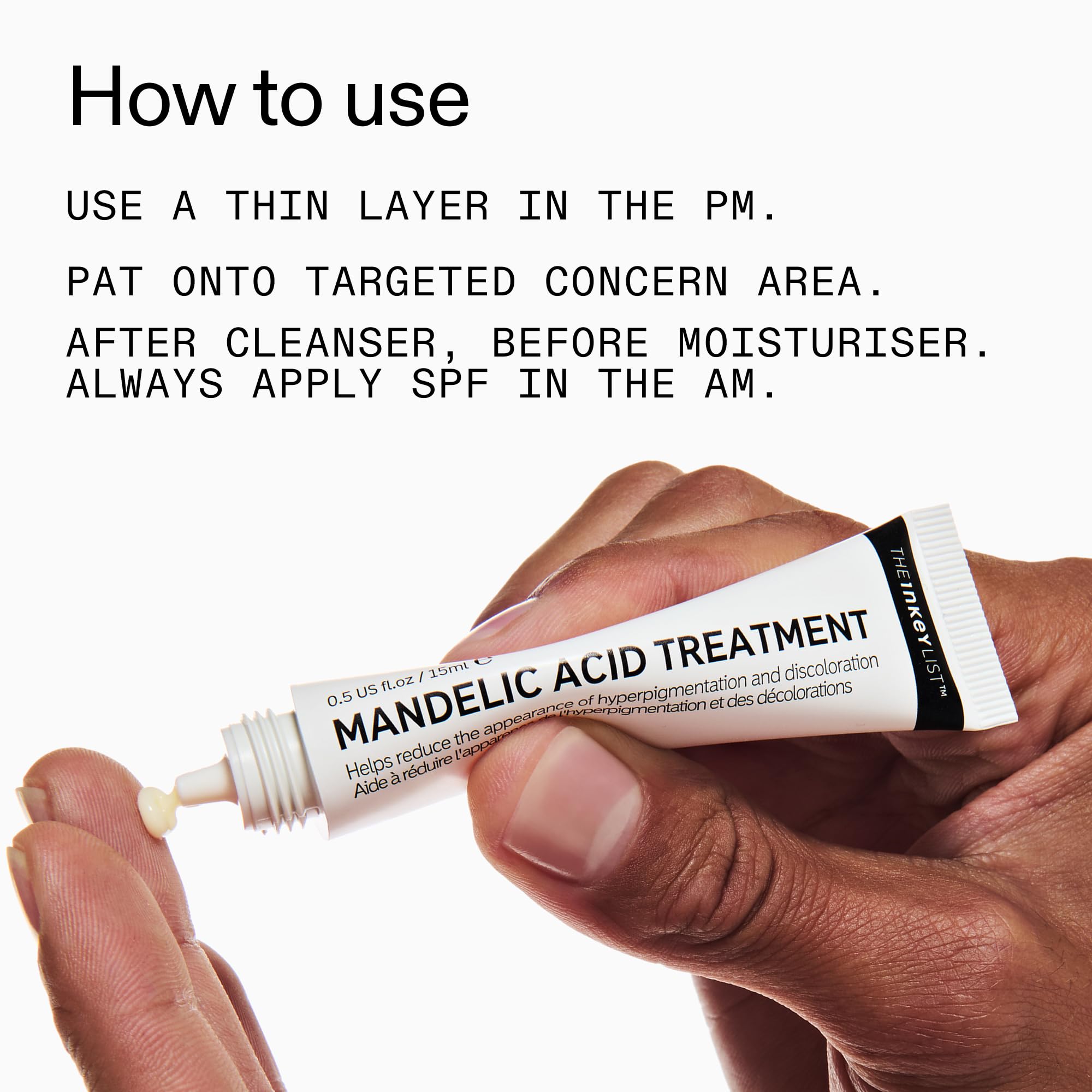 The INKEY List Mandelic Acid Treatment box packaging promotes travel-friendly skincare