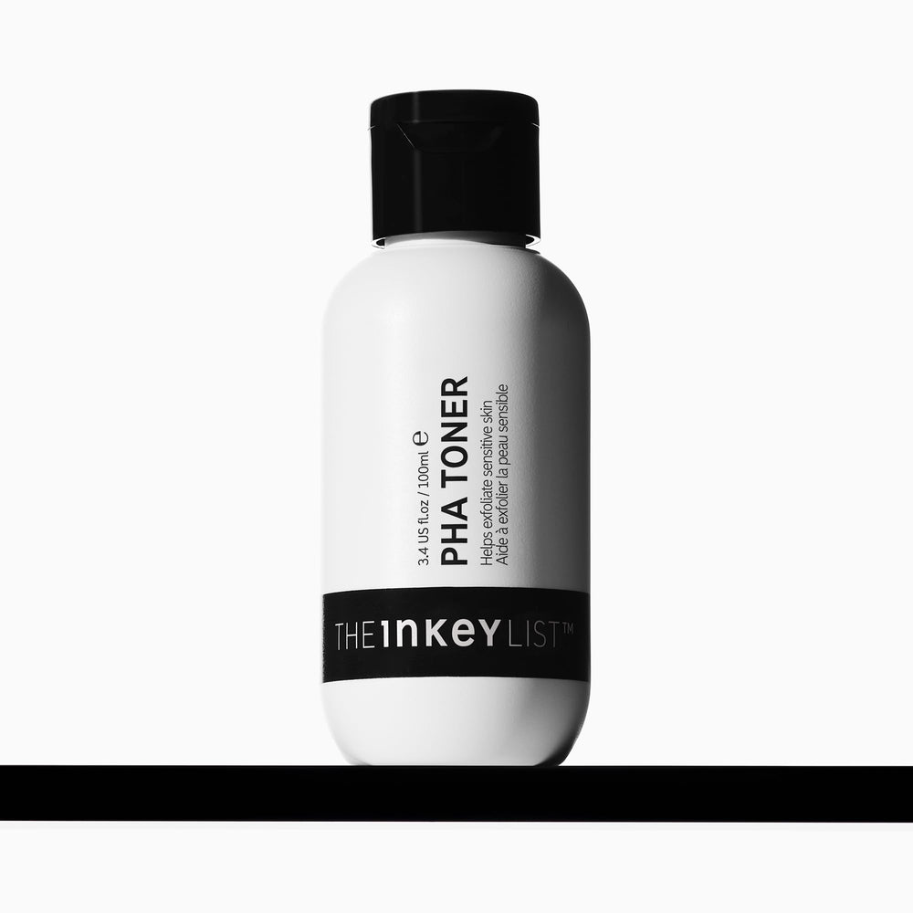 The INKEY List PHA Toner bottle front view highlights moisture and texture benefits.