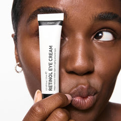 The INKEY List Retinol Eye Cream texture swirl shows slow-release vitamin A for gentle use