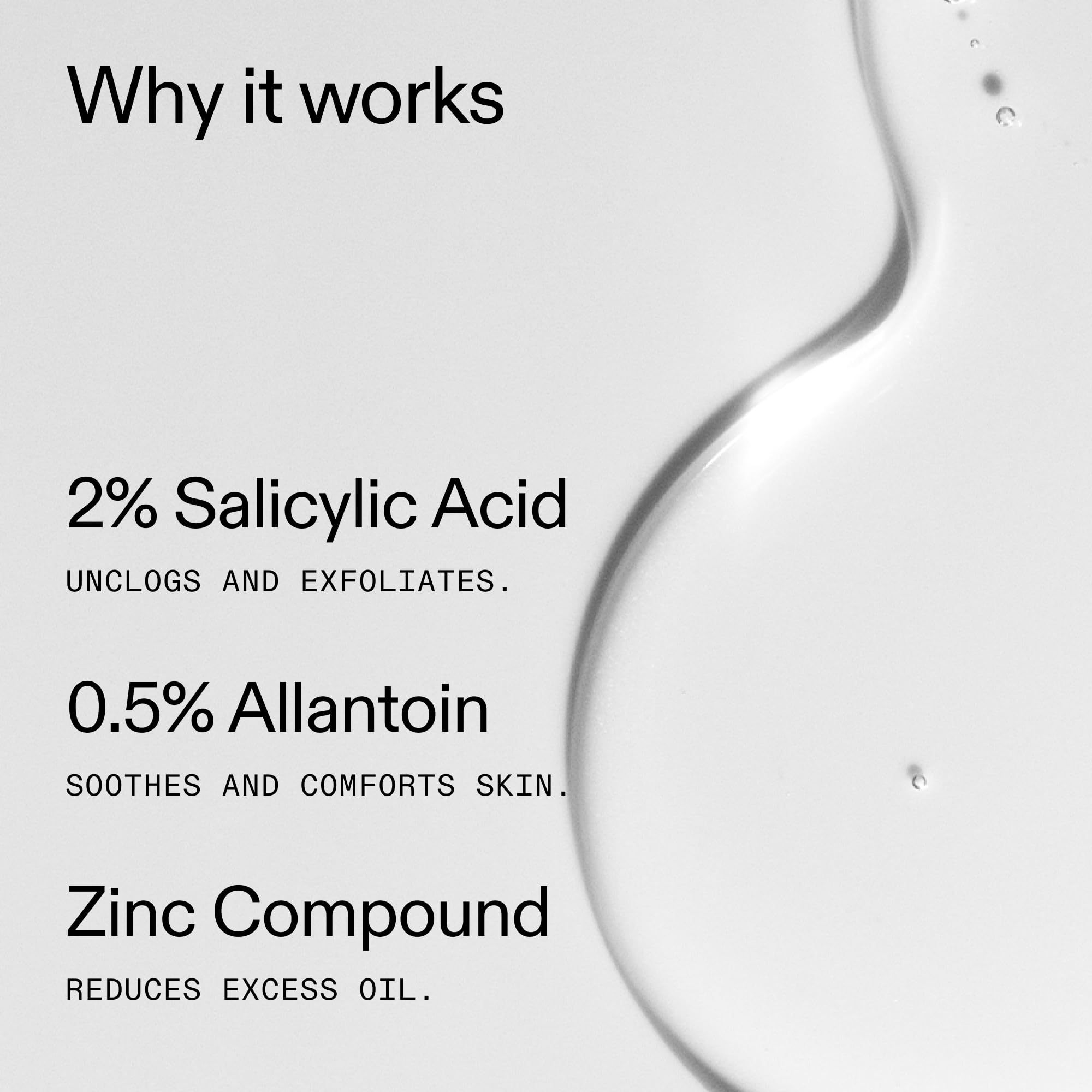 The INKEY List Salicylic Acid Cleanser ingredient zinc-compound closeup highlights oil-control benefits.