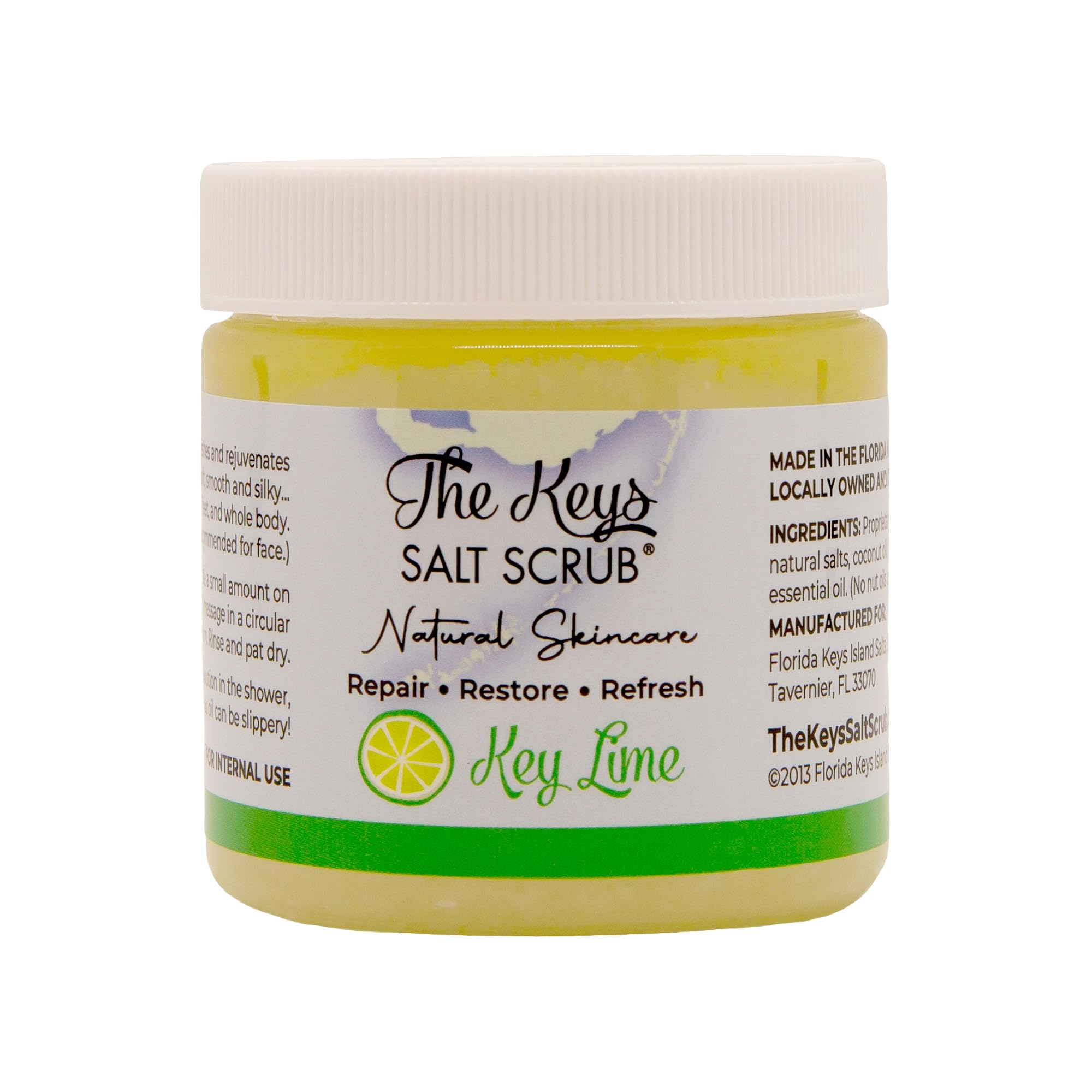 The Keys Salt Scrub foot care scene ready for pedicure exfoliation