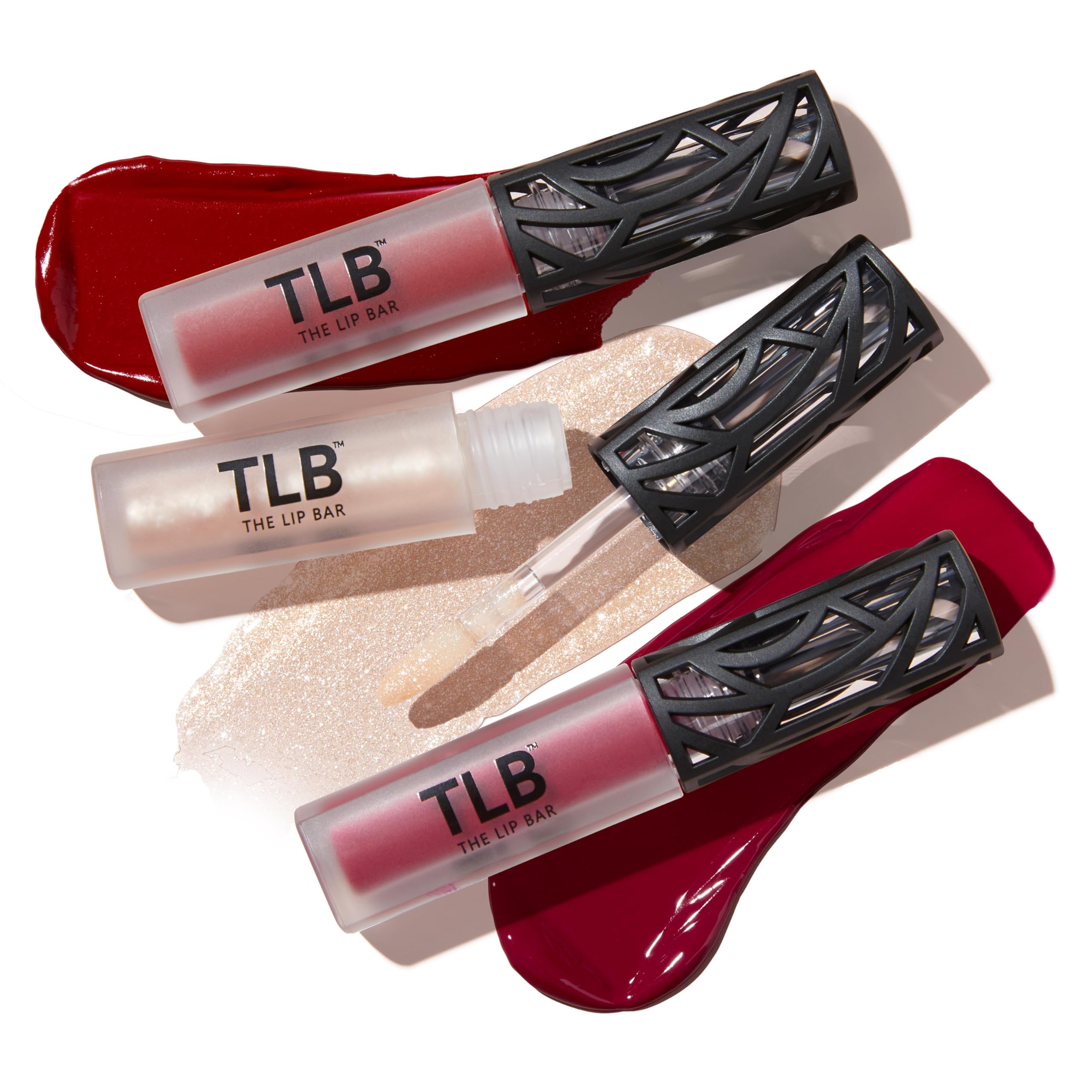 The Lip Bar Bawse Lady Nonstop Liquid Matte red swatch on skin shows bold, universal red.
