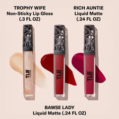 The Lip Bar Bawse Lady swatch in blue-red bold color.