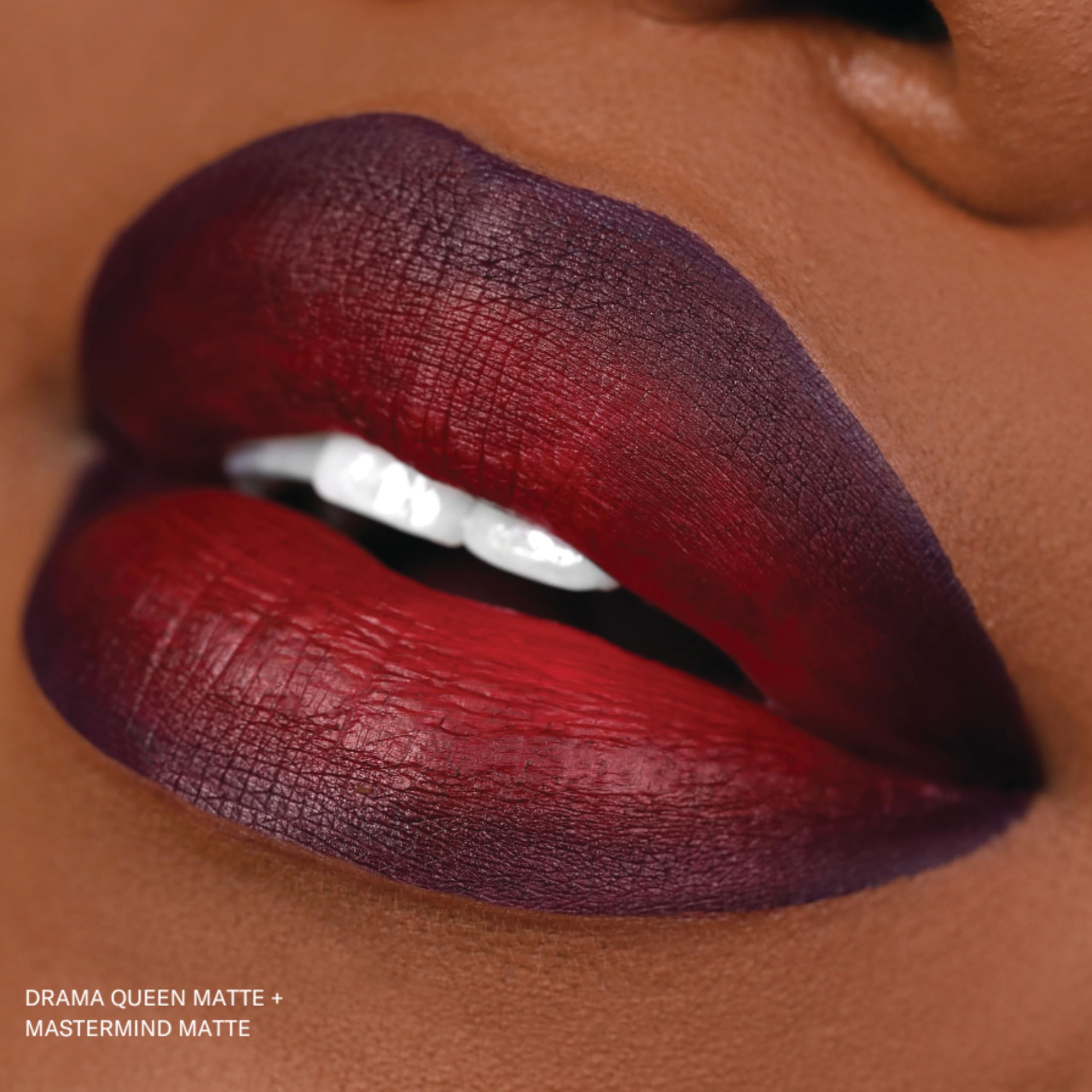 The Lip Bar bold pigment pop delivers dramatic color payoff.