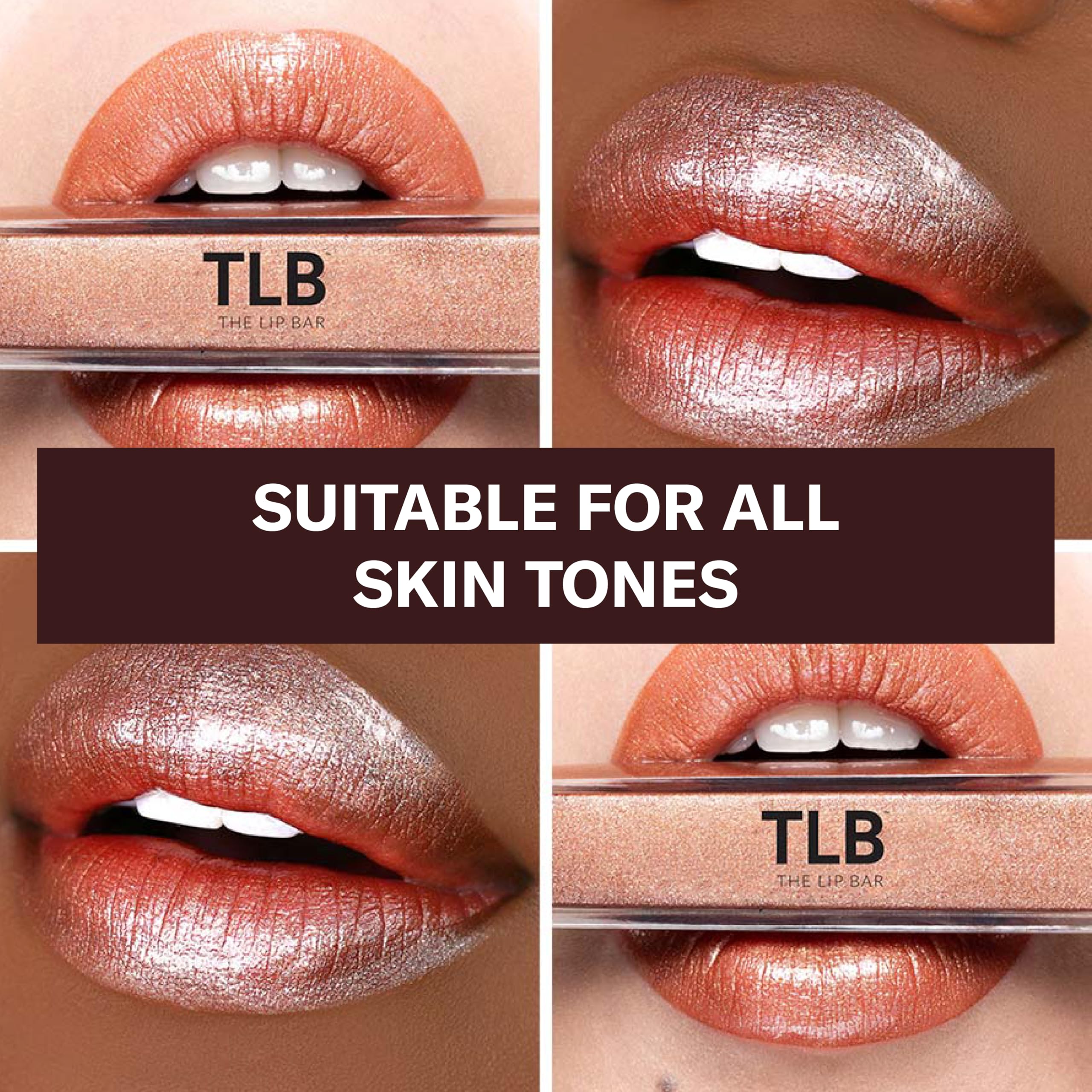 The Lip Bar Goddess gloss swatch of golden bronze highlights a sheer, high-shine finish.