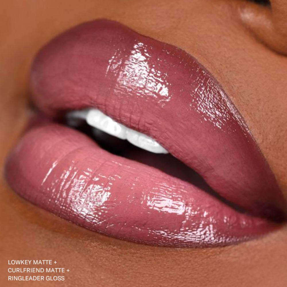 The Lip Bar long-wear claim up to 8-12 hours shown in swatches