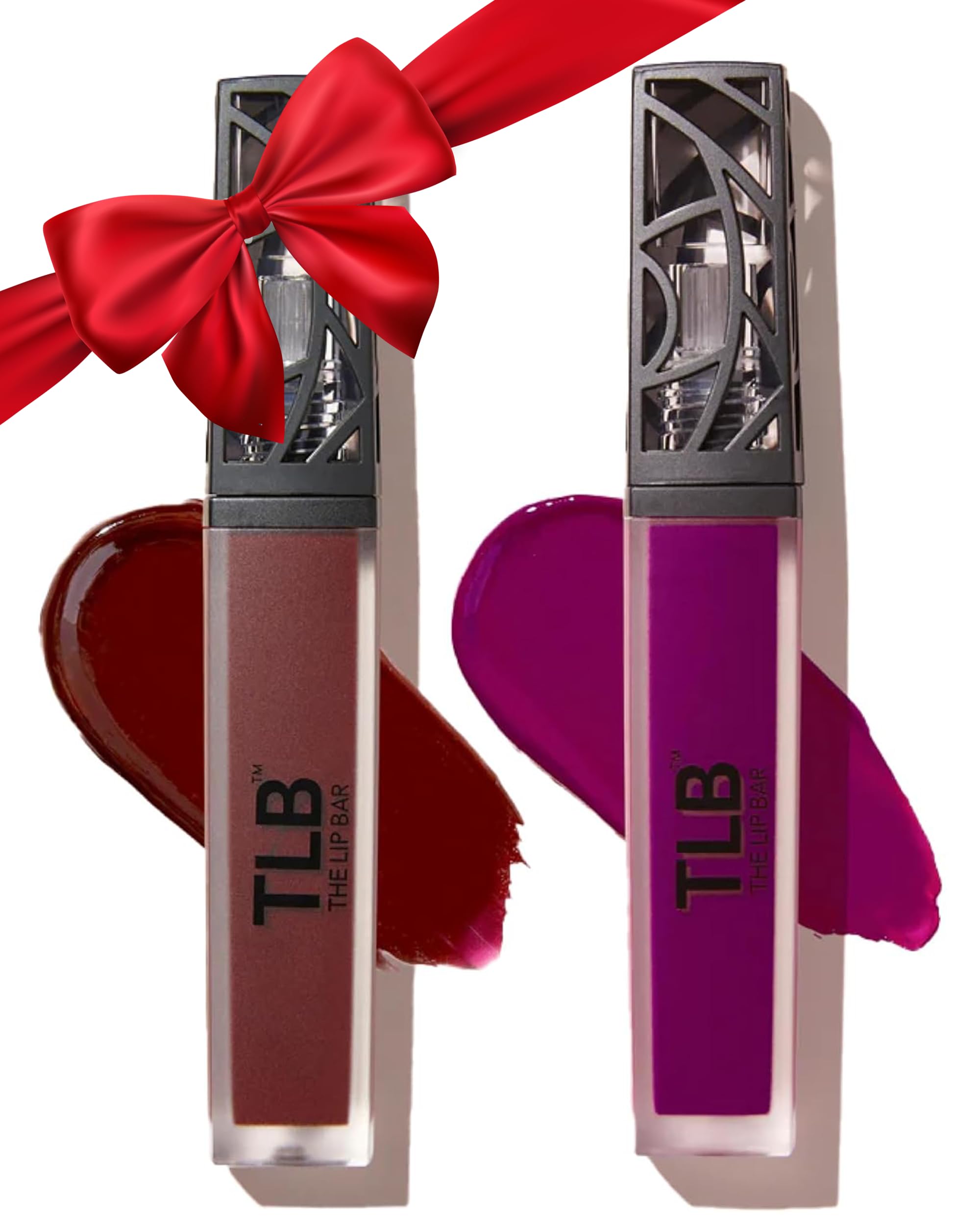 The Lip Bar Nonstop Liquid Matte Lipstick Mini 2-Pack Rebel swatch reveals deep burgundy color with lasting pigment.