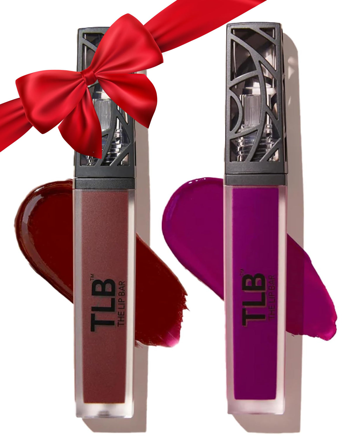 The Lip Bar Nonstop Liquid Matte Lipstick Mini 2-Pack Rebel swatch reveals deep burgundy color with lasting pigment.