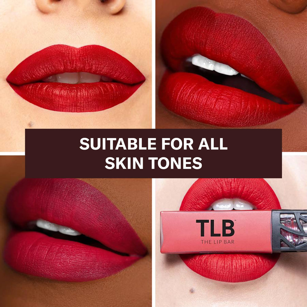 The Lip Bar Bawse Lady glide swatch showing glossy to matte finish.