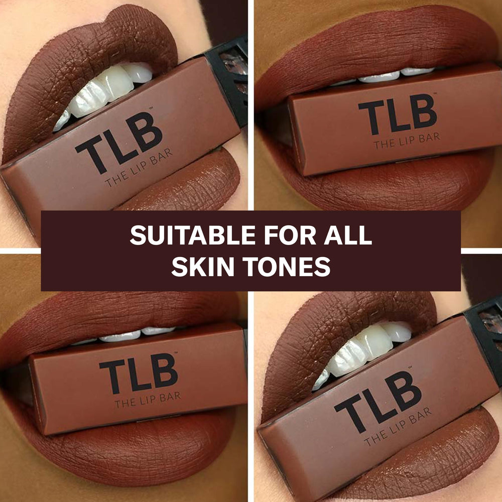 The Lip Bar Savage texture swatch reveals glossy-to-matte transition with rich pigment.