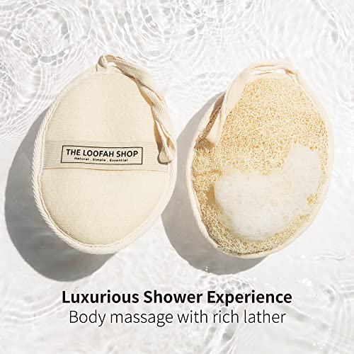 Natural Egyptian loofah pack from The Loofah Shop highlighting eco-friendly fibers.