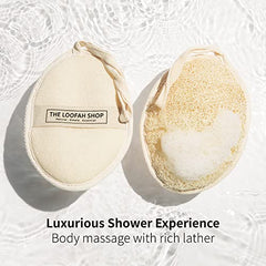 Natural Egyptian loofah pack from The Loofah Shop highlighting eco-friendly fibers.