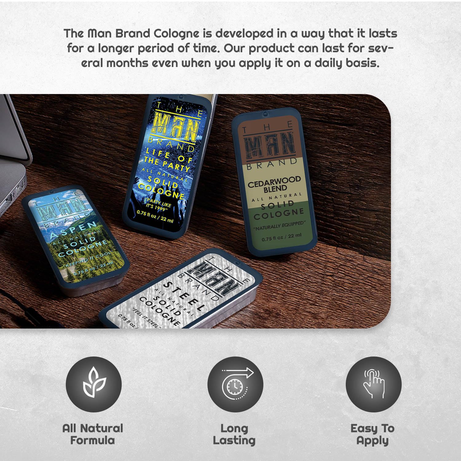 The Man Brand Bay Rum solid cologne sampler for versatile, rugged evenings