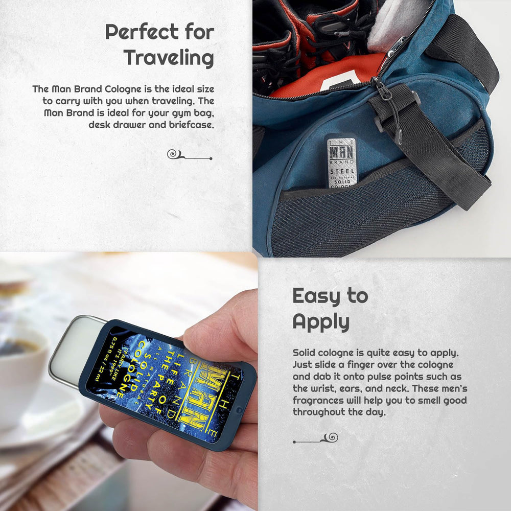 The Man Brand Life of the Party solid cologne sampler for lively social moments
