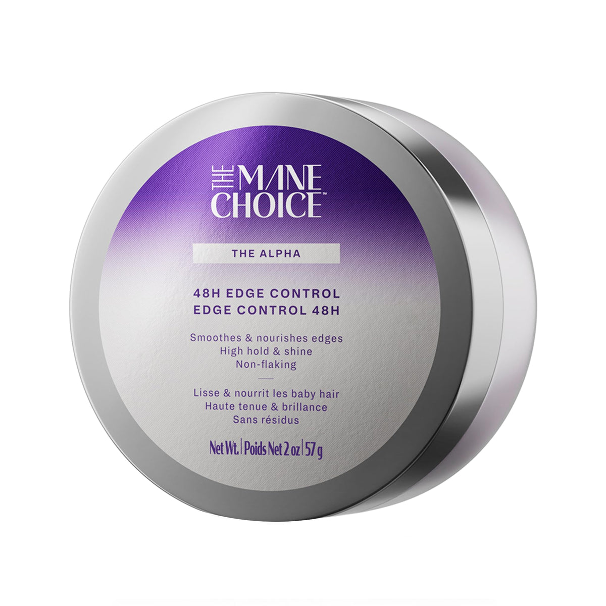 The Mane Choice Alpha 48H Edge Control jar delivering long-lasting edge hold for sleek edges