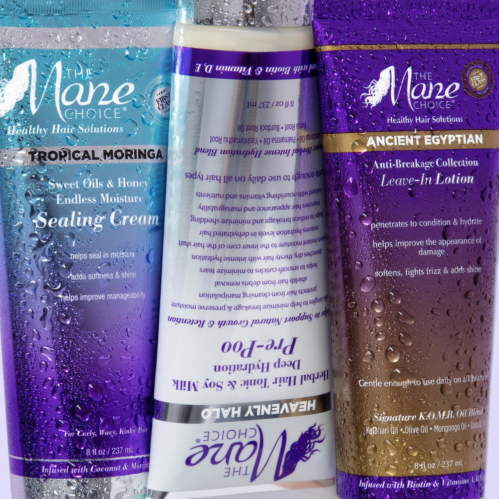 The Mane Choice envase práctico para dosis y almacenamiento.
